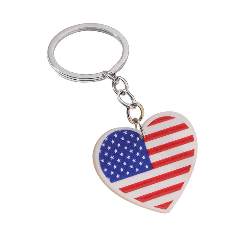 Wholesale  Independence Day Keychain American Flag Love Keychain