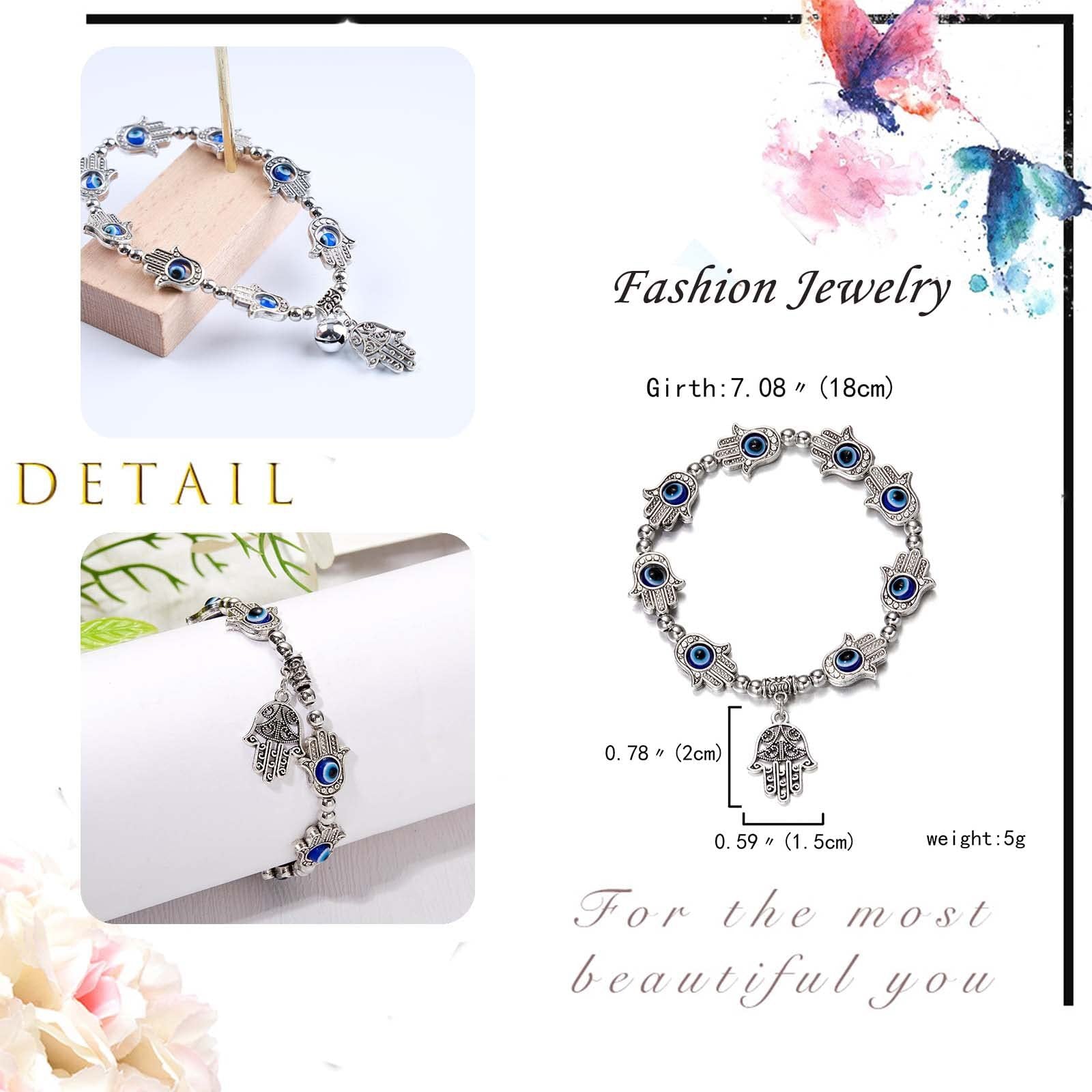 Wholesale Blue Evil Eye Glass Bead Bracelet With Palm Pendant Unisex Fashion Accessory For Everyday Wear And Boutique Resale