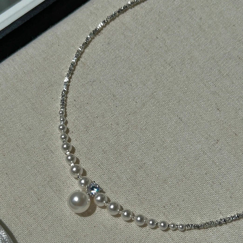 Wholesale Fashion Niche Broken Silver Pearl Necklace Clavicle Chain Choker Necklace ACC-NE-Mengx001
