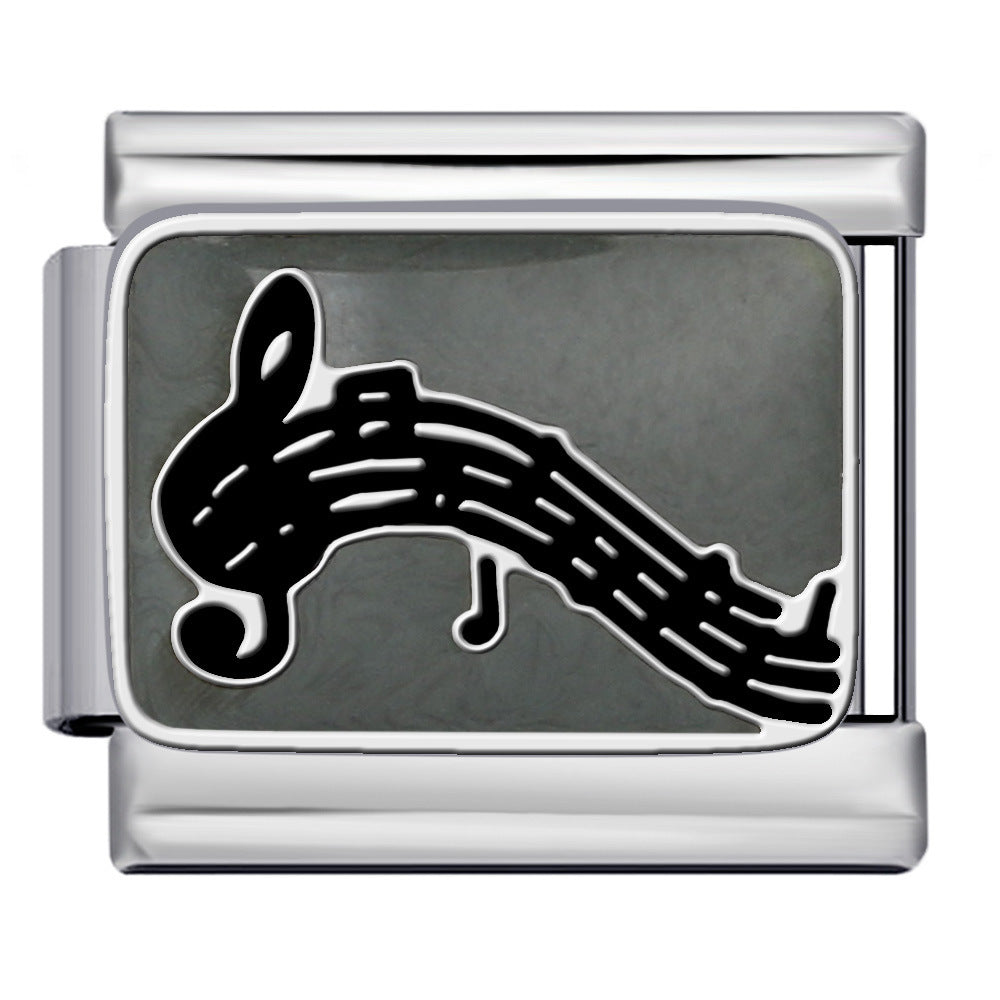 Wholesale Italian DIY  modular Charms Titanium steel oil drip welding pattern strap Charms