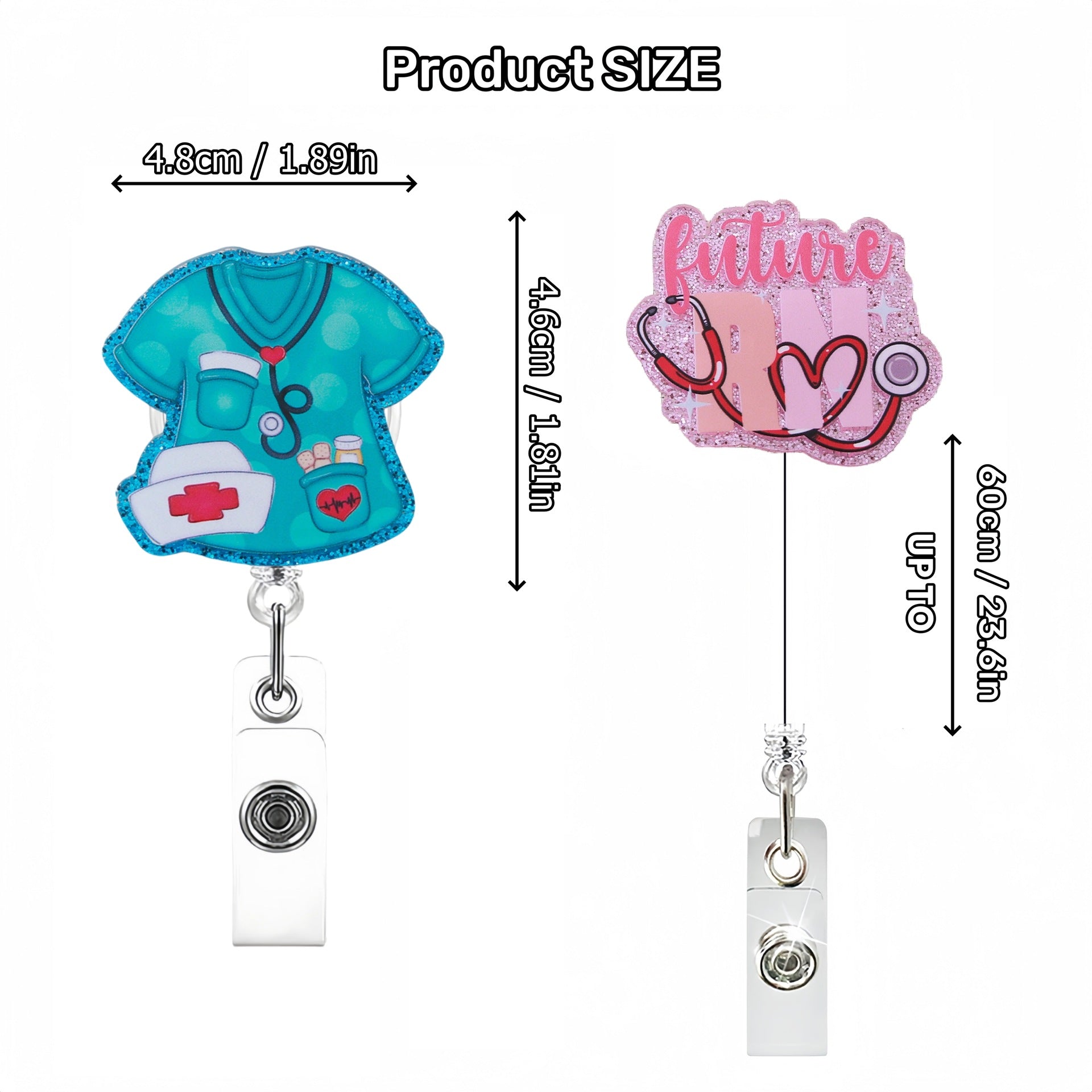 Wholesale 10pcs Nurse Theme Acrylic Retractable Clip Badge Keychain