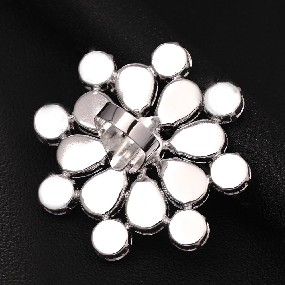 Wholesale  color rhinestone ring exaggerated fashion opening ring