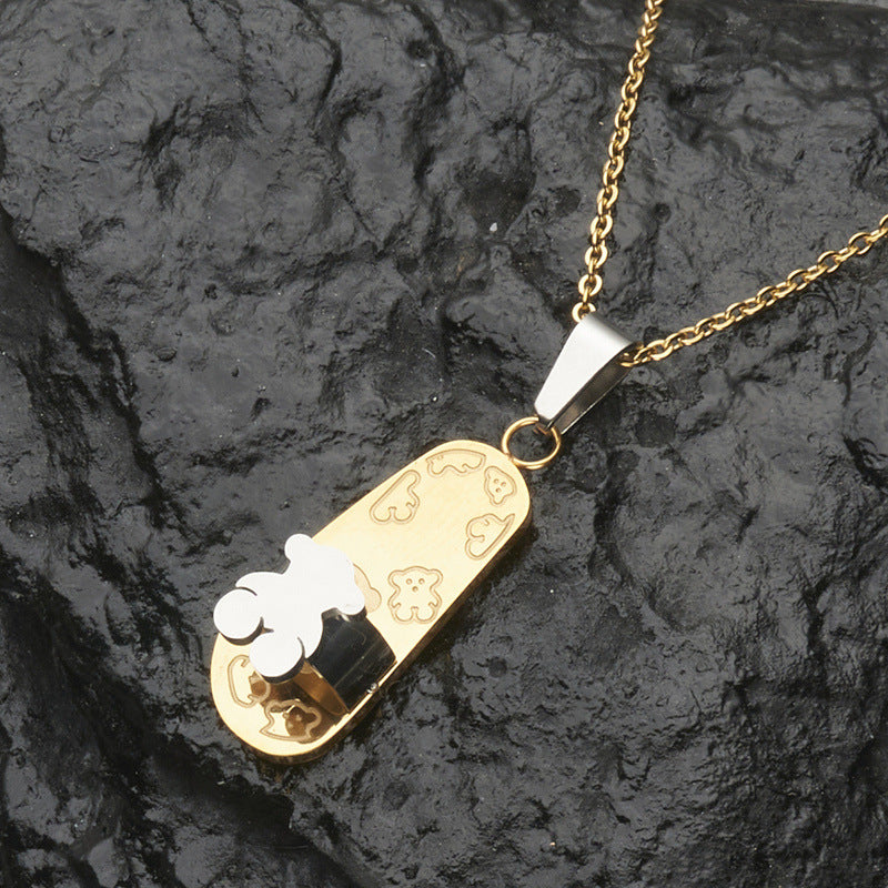 Wholesale Stainless Steel Necklace Golden Bear Slippers Gold Plated Necklace ACC-NE-MS032