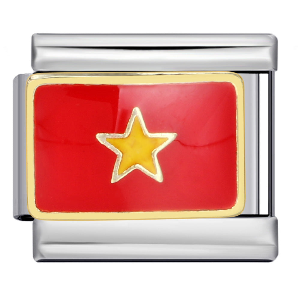 Wholesale Italian Charm Bracelet Flag Flag Stainless Steel Composable Bracelet