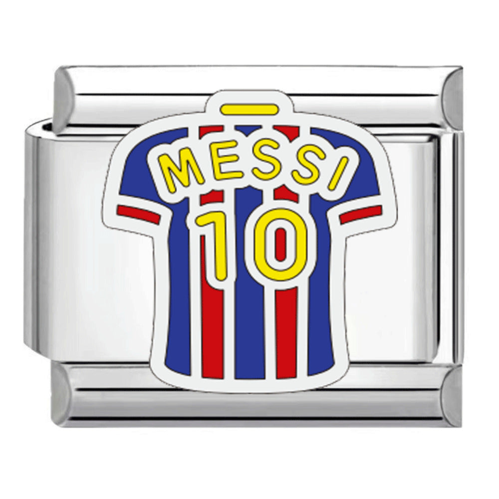 Wholesale Titanium Steel DIY Italian Charm Bracelet With Football Club Pattern Modular Accessory For Gift And Resale