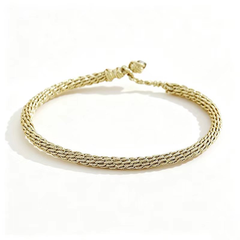 Wholesale Trendy Handmade Woven Gold Rope Bracelet For Women Fashion Jewelry Accessory