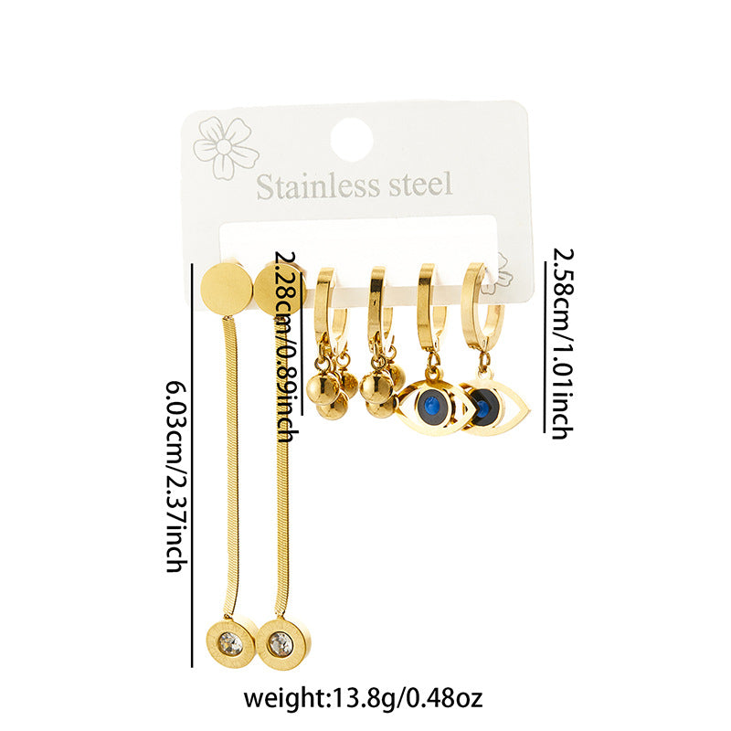 Wholesale Trendy Titanium Steel Pendant Earring Set,  European American Style Electroplated Jewelry Accessory for Party Wear Gift