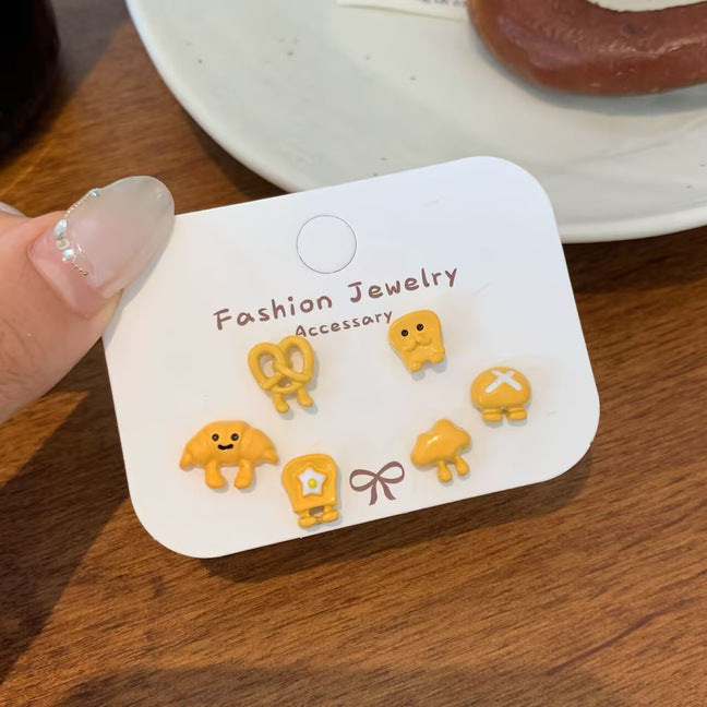 Wholesale Cartoon cute dachshund unicorn earrings set silver needles