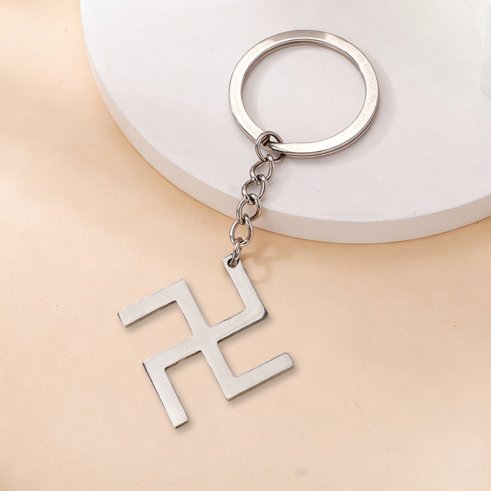 Wholesale Modern Stainless Steel Swastika Bag Charm Keychain,  Trendy Fashion Accessory for Resale