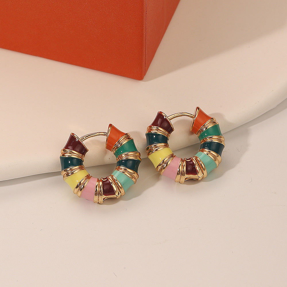 Wholesale Copper Dripping Oil Flower Earrings Chinese Vintage Style Women S Jewelry Accessory