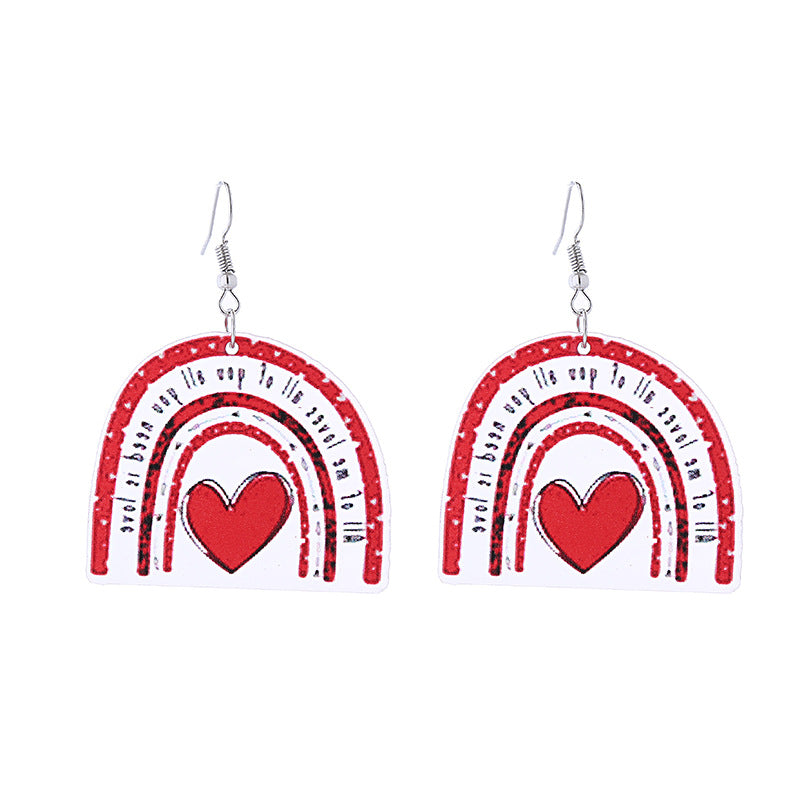 Wholesale Pink Valentine's Day Cute Cat Envelope Double Sided Acrylic Earrings