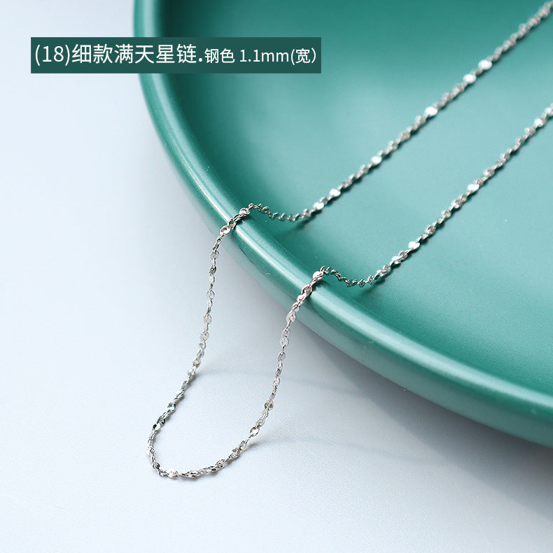 Wholesale 2pcs Cross Necklaces Snake Bone Chain Twist Chain Box Chain Titanium Steel 18K Gold Plated Clavicle Chain ACC-NE-MiLi002