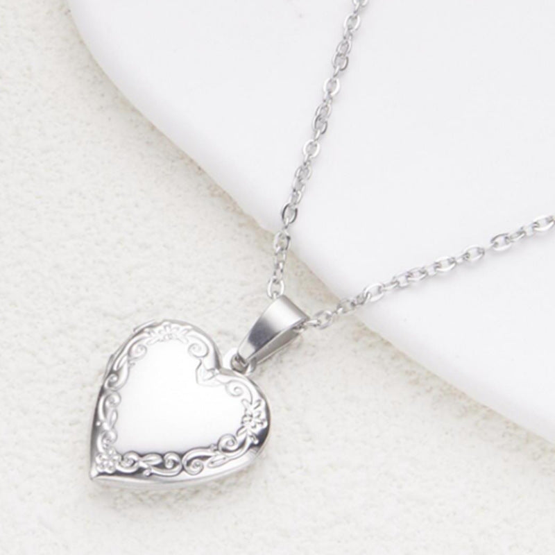 Wholesale Stainless Steel Silver Gold Small Love Lace Photo Box Necklace ACC-NE-MS031