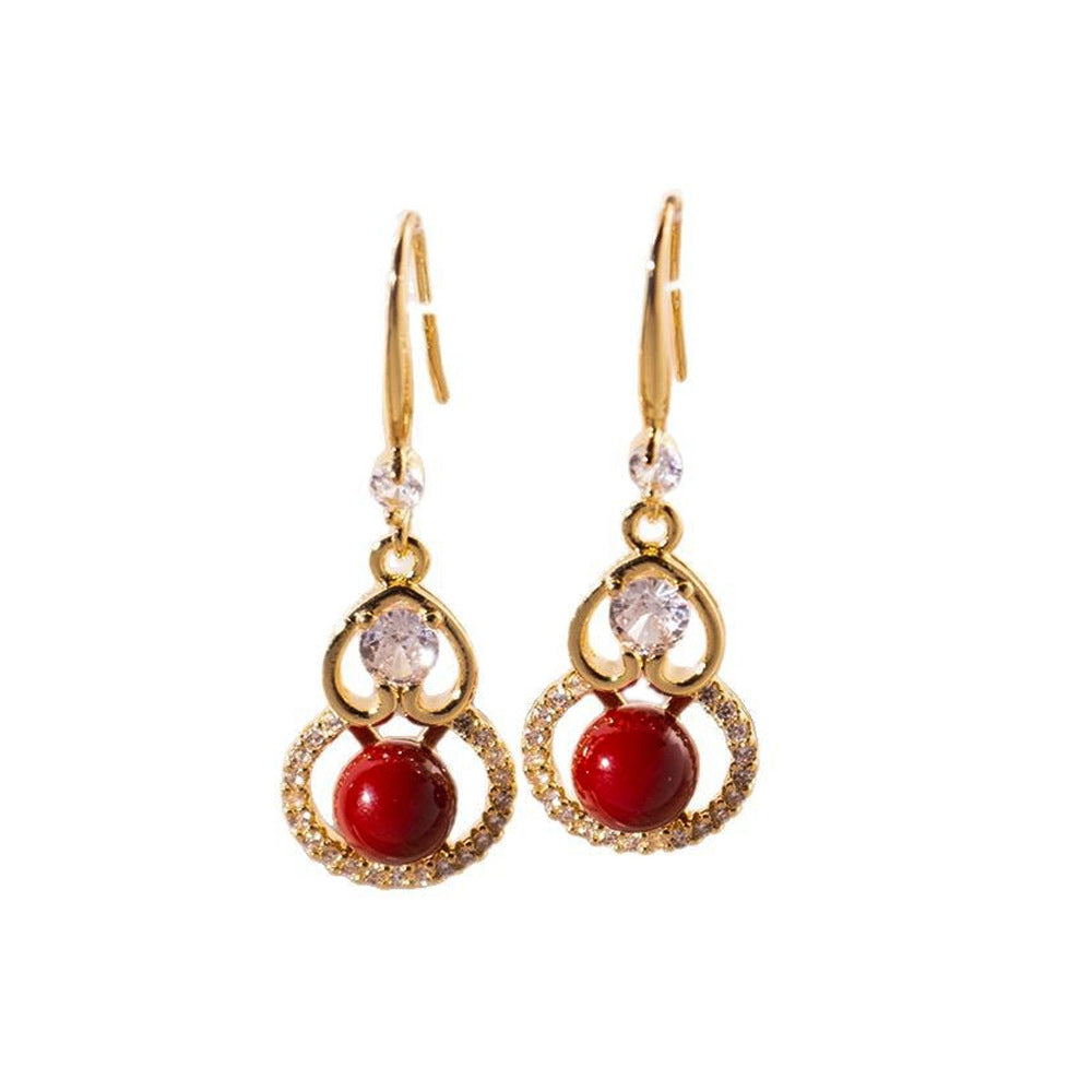 Wholesale Zircon  Pearl Ear Hook  Hollow Design Earrings Retro  Earrings