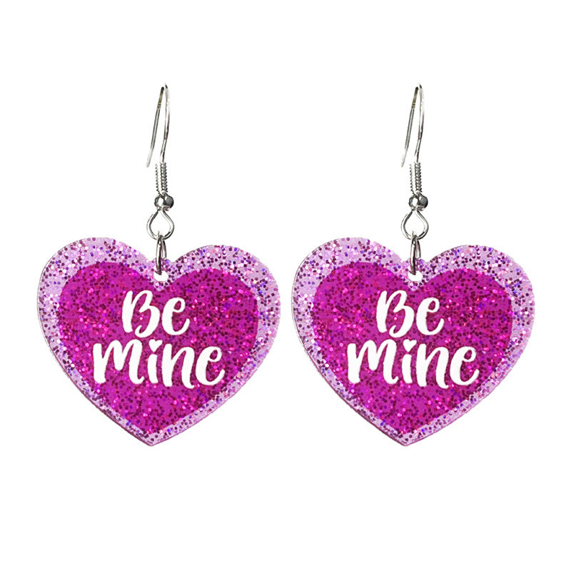 Wholesale 2Pairs/pack Valentine's Day Shiny Heart Love Words Cowboy Boots Acrylic Earrings ACC-ES-HY201