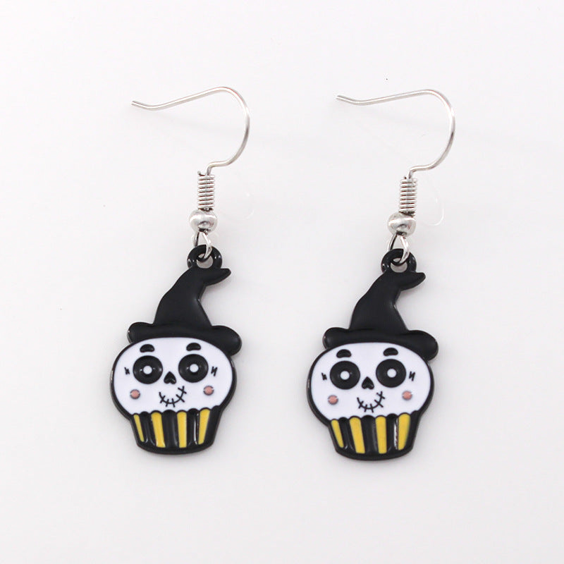 Wholesale Halloween Ghost Pumpkin Head Alloy Oil Drop Earrings ACC-ES-Liyao003