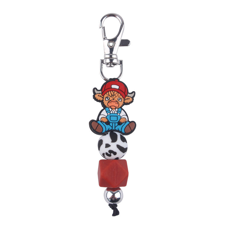 Wholesale Cartoon Cow Silicone Beaded Keychain ACC-KC-GuangTian088