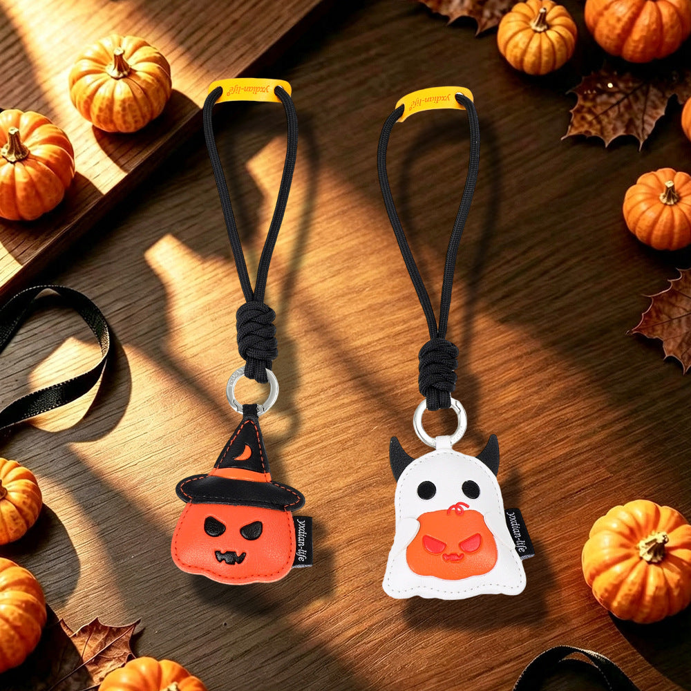 Wholesale Creative PU Leather Pumpkin Lantern Keychain Cute Ghost Bag Charm  Party Gift