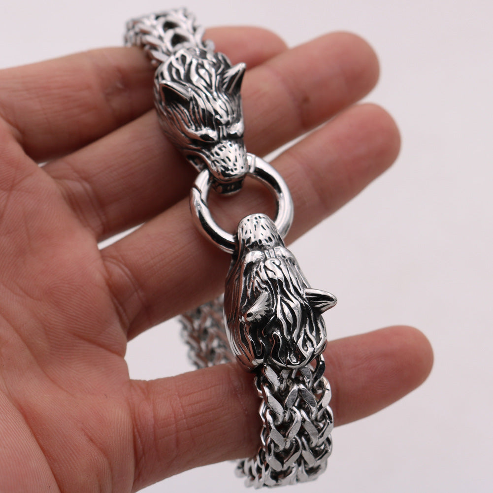 Wholesale Stainless Steel Wolf Head Bracelet ACC-BT-Hongg003