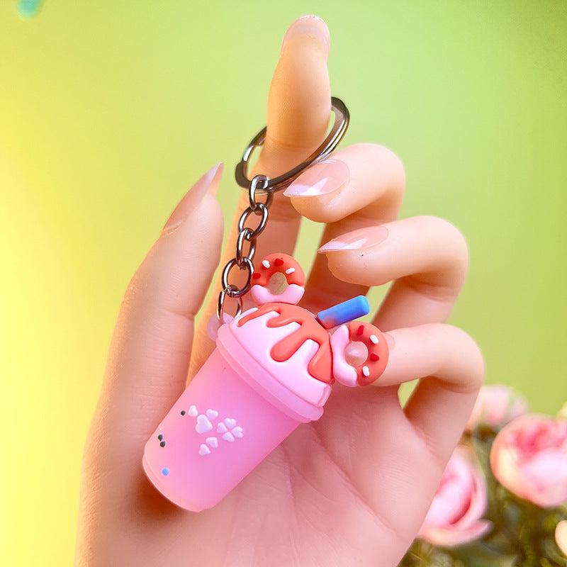 Wholesale Korean Style Ice Cream and Milk Tea Silicone Keychain,  Fashion Car Key Accessory,  Boutique Gift