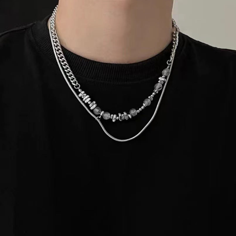 Wholesale Irregular stone stitching chain broken silver special-shaped stone snake bone chain