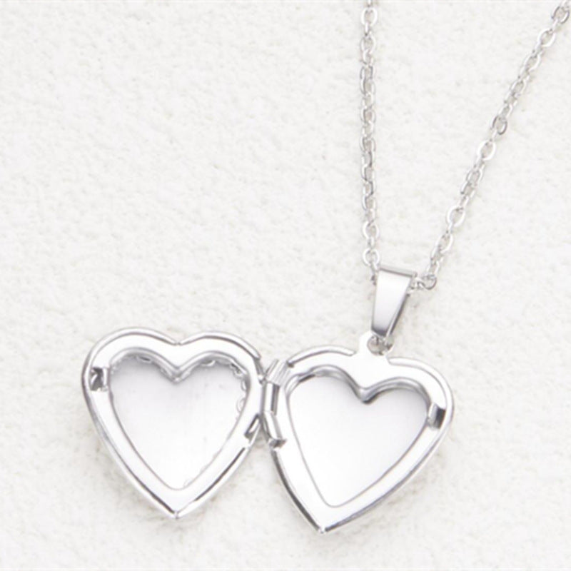 Wholesale Stainless Steel Silver Gold Small Love Lace Photo Box Necklace ACC-NE-MS031