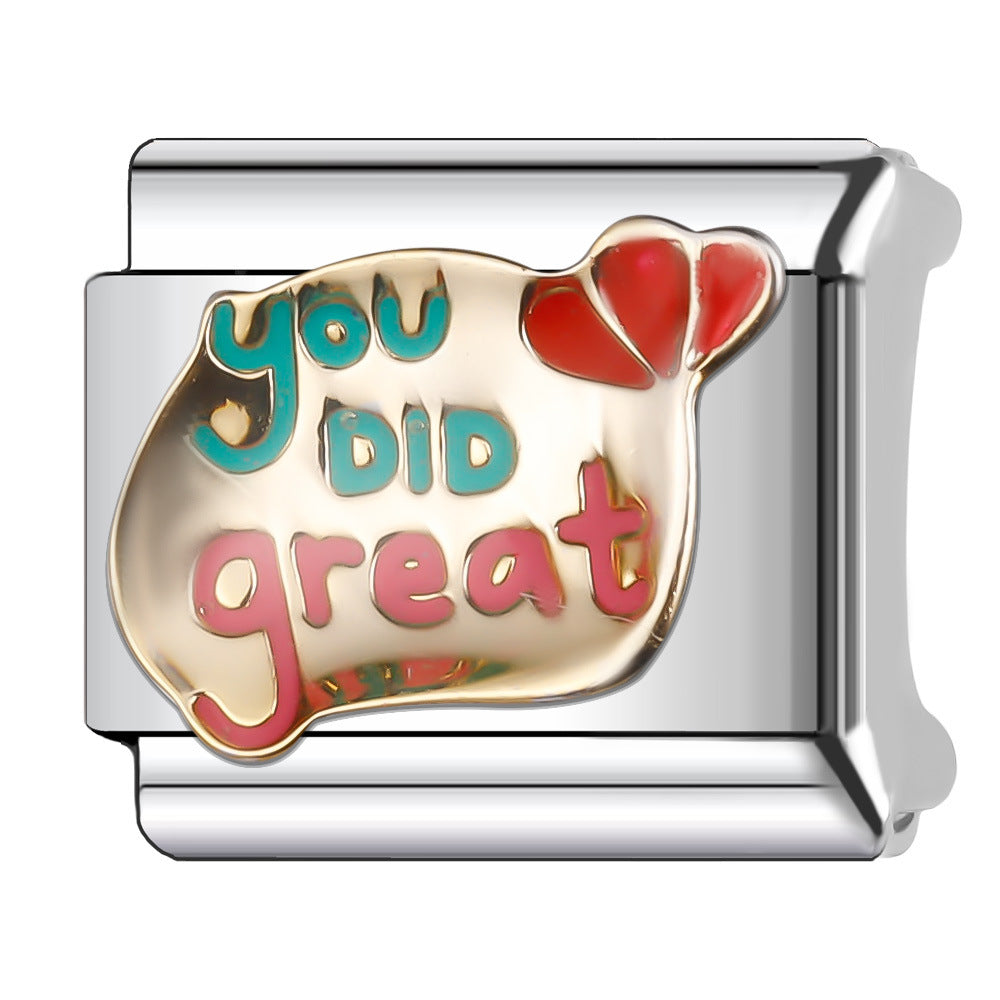 Wholesale Italian Charm Bracelet 9mm DIY Splicing English Retro Series Stainless Steel Composable Bracelet