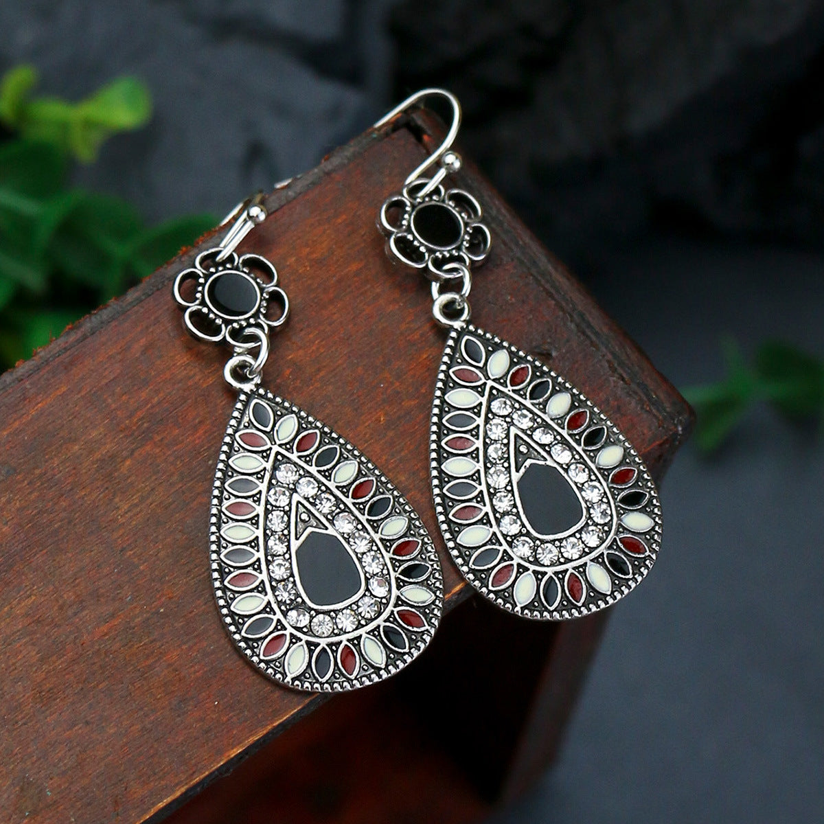 Wholesale Bohemian Retro Colorful Drop Earrings Alloy Electroplated Fashion Accessory