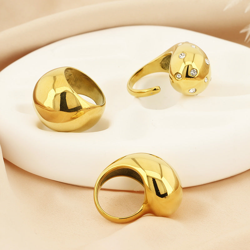 Wholesale Titanium Steel Diamond Drop Open Ring Adjustable Rings ACC-RS-RuiMasi001