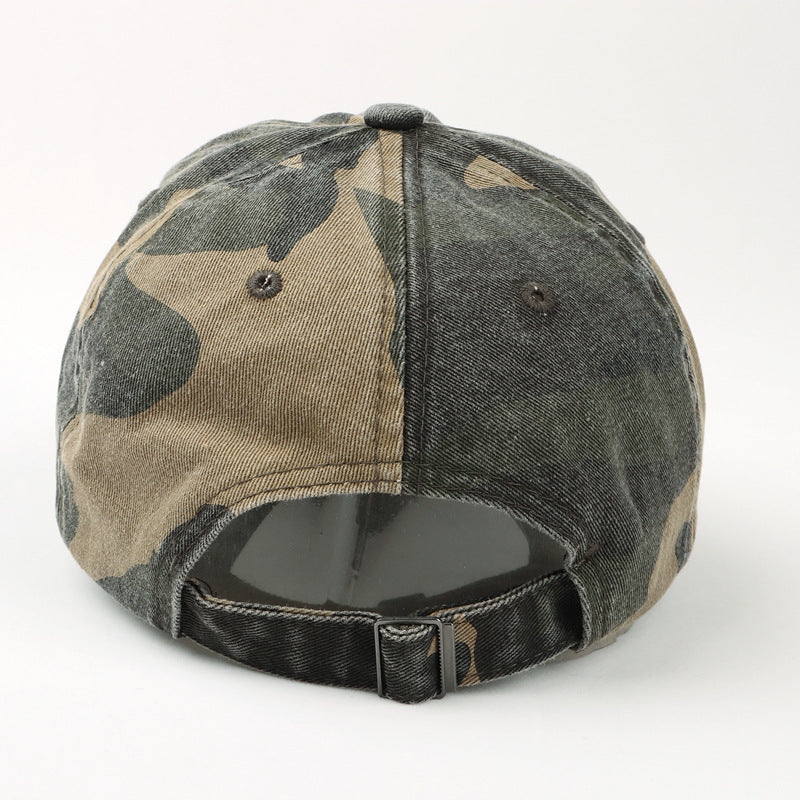 Wholesale Cotton Washed Hat Denim Camouflage Curved Brim Baseball Cap ACC-HT-LueLan016