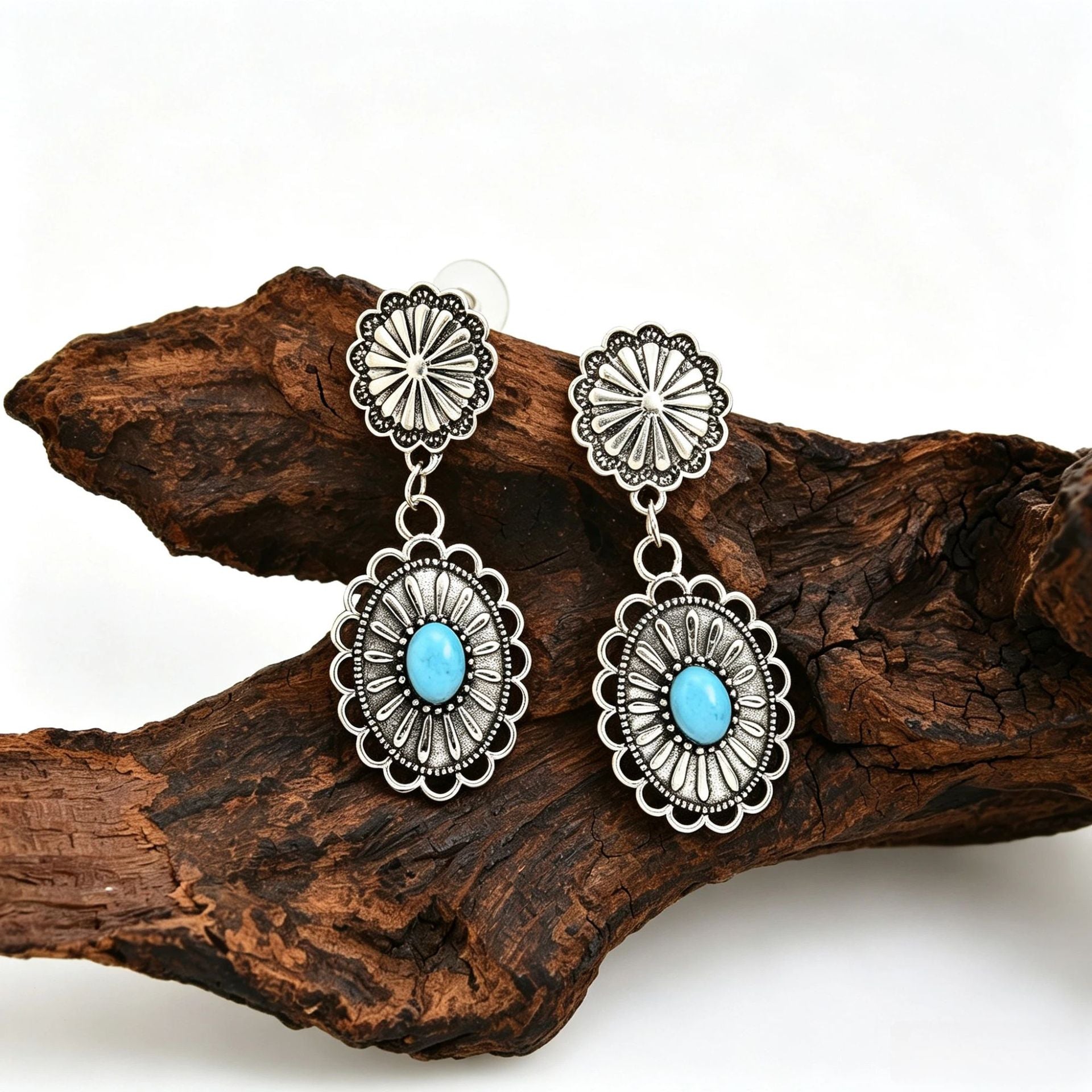 Wholesale Zinc Alloy Turquoise Boho Earrings Geometric Design Fashion Accessory For Women Trendy Gift