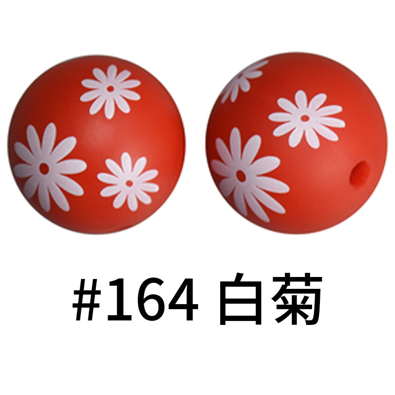 Wholesale 50pcs 15mm Western Style Leopard Skull Color Aztec Printed Silicone Balls Beads ACC-BDS-HeSheng006