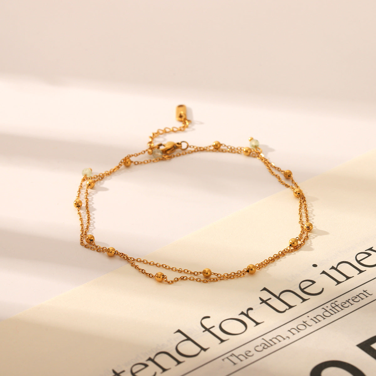 Wholesale  Stainless Steel 18K Gold Double Laminated Wear Bead Chain Bracelet