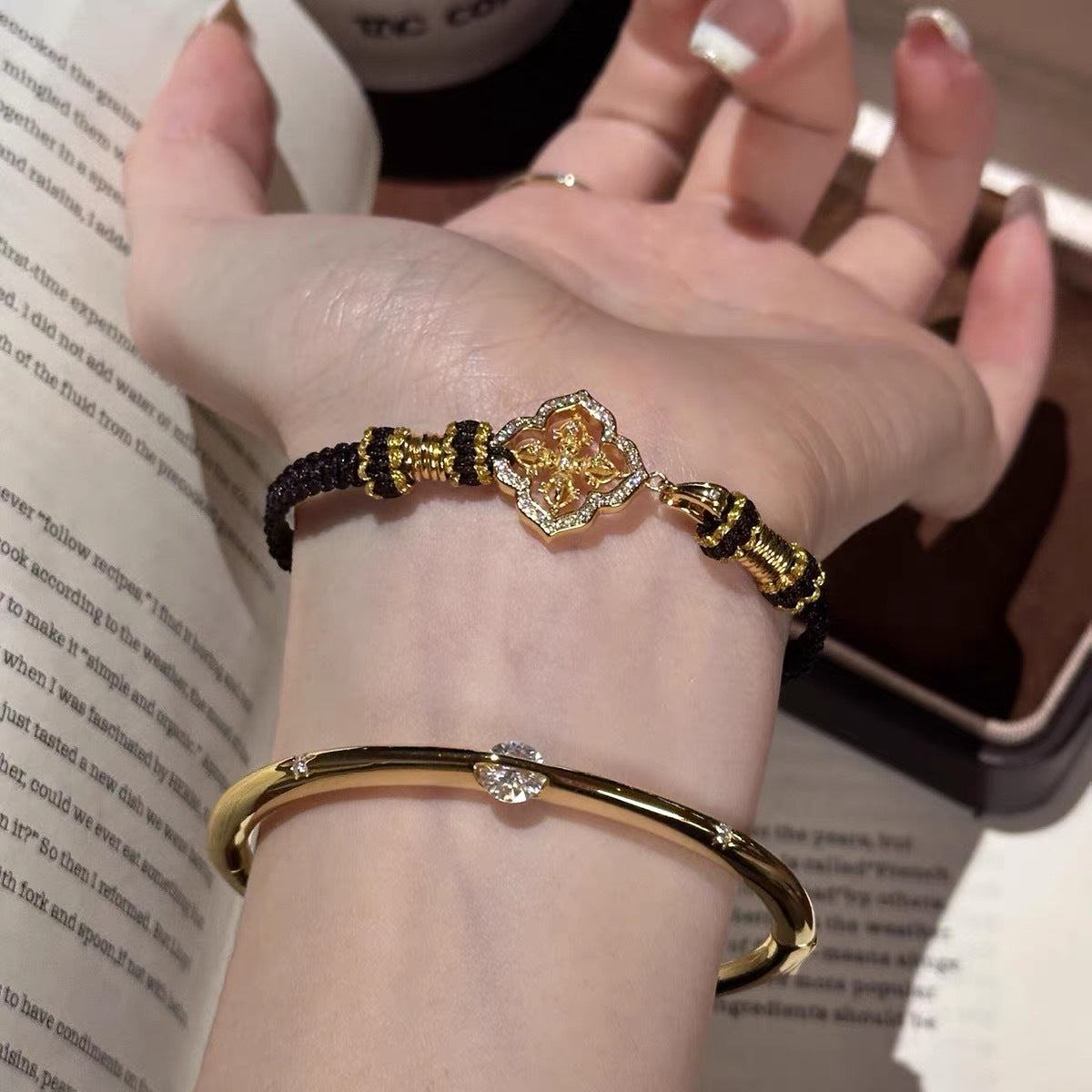 Wholesale Retro Black Gold Vajra Cross Handwoven Bracelet Women S Brass Jewelry Gift