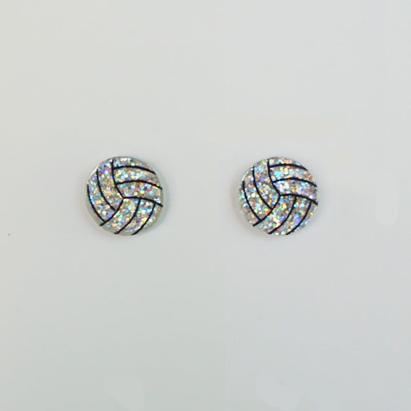 Wholesale 2 Pairs/Pack Shiny Football Baseball Acrylic Earrings ACC-ES-HY098