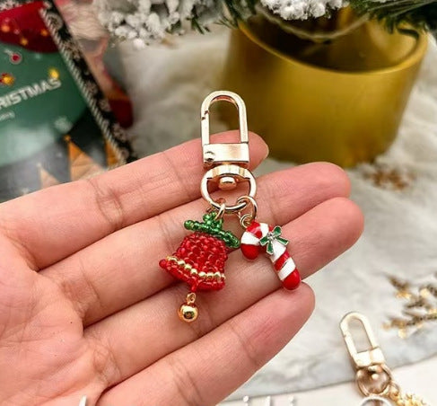 Wholesale Christmas  cartoon cute Christmas tree bell pendant keychain accessories