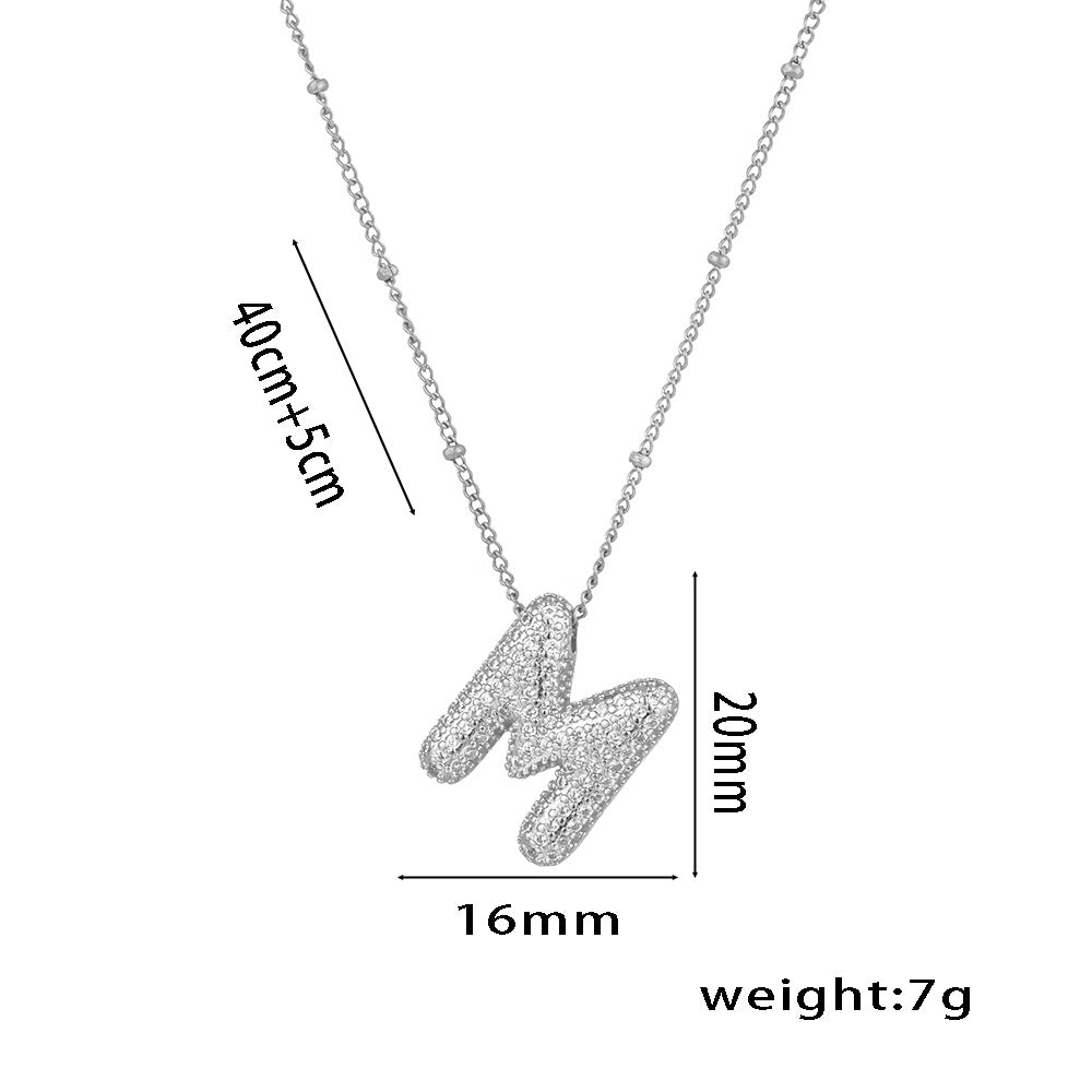 Wholesale Micro-Inlaid Zirconia Letter Pendant Necklace ACC-NE-KuCai012