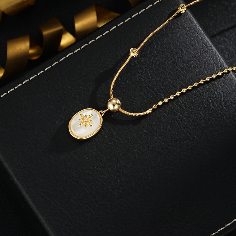 Wholesale Natural Fritillaria Bamang Star Pendant Necklace