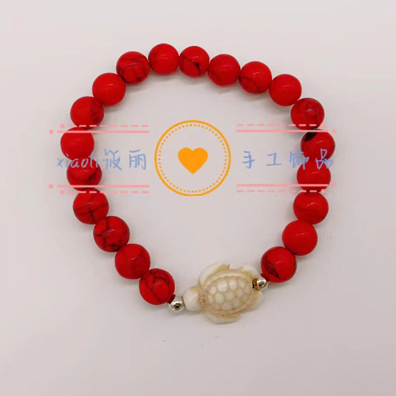 Wholesale Turtle Starfish Stretch Beaded White Turquoise Bracelet ACC-BT-Youl009