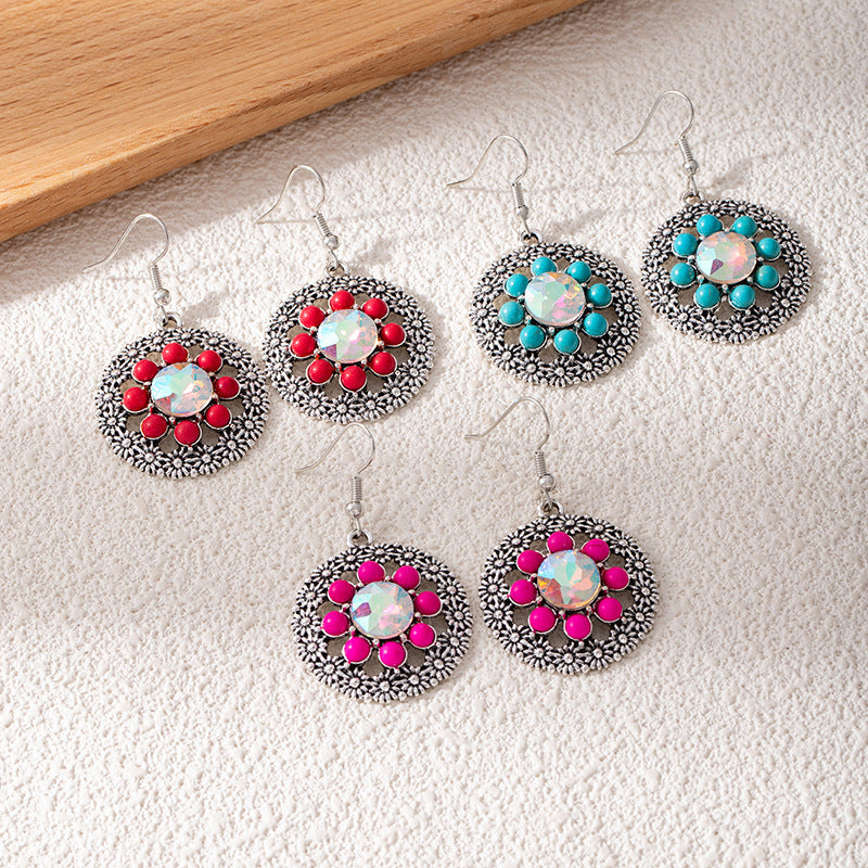Wholesale Bohemian Turquoise Earrings,  Alloy Inlay,  Fashion Accessory for Everyday Wear