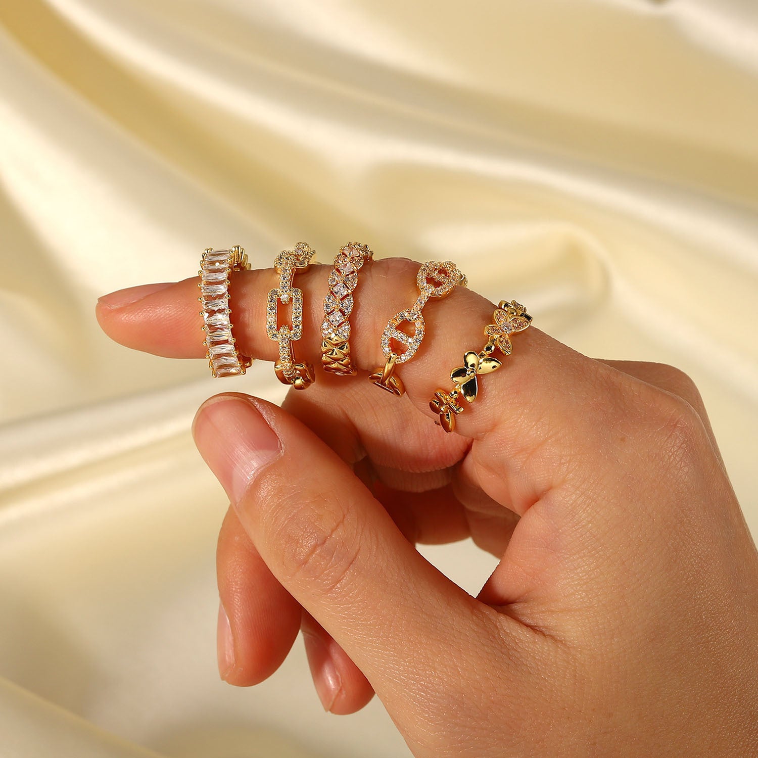 Wholesale Copper open ring with cubic zirconia