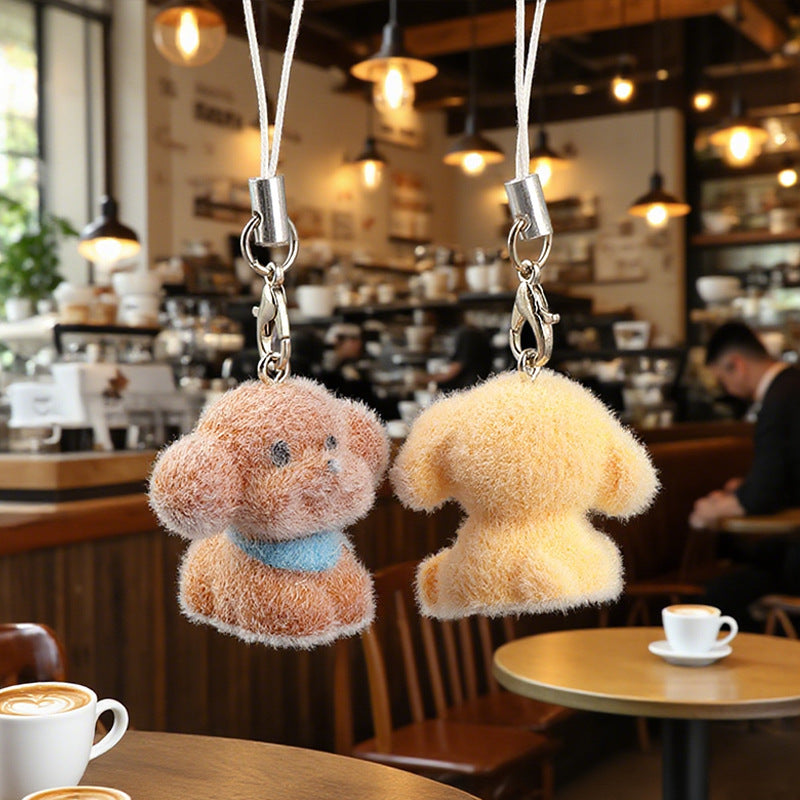 Wholesale Cute Stereo Flocking Resin Dog Pendant Keychain