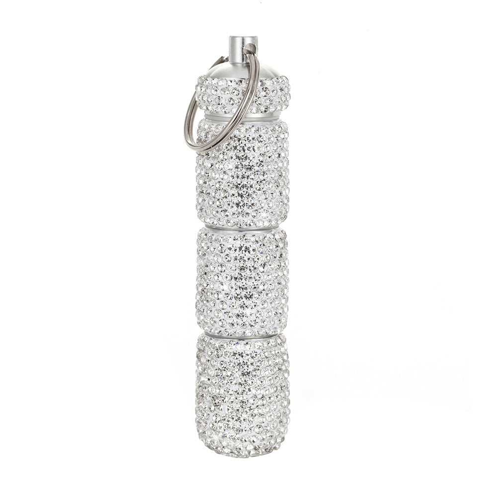 Wholesale Rhinestone Three Section Mini Medicine Bottle Aluminum Alloy Keychain ACC-KC-ZW001