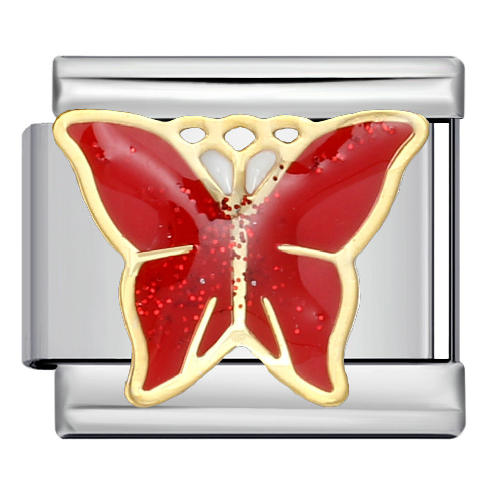 Wholesale Colorful Butterfly Italian Charm Bracelet DIY Stainless Steel Jewelry Accessory for Resale