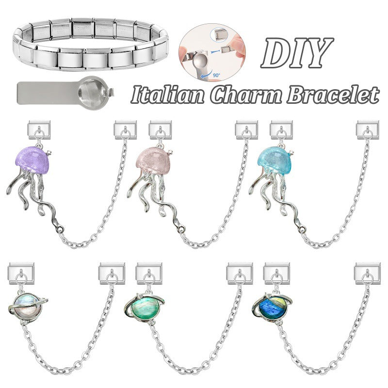 Wholesale 9mm Italian Charm Starter Bracelets DIY Double Hanger Stainless Steel Composable Bracelet
