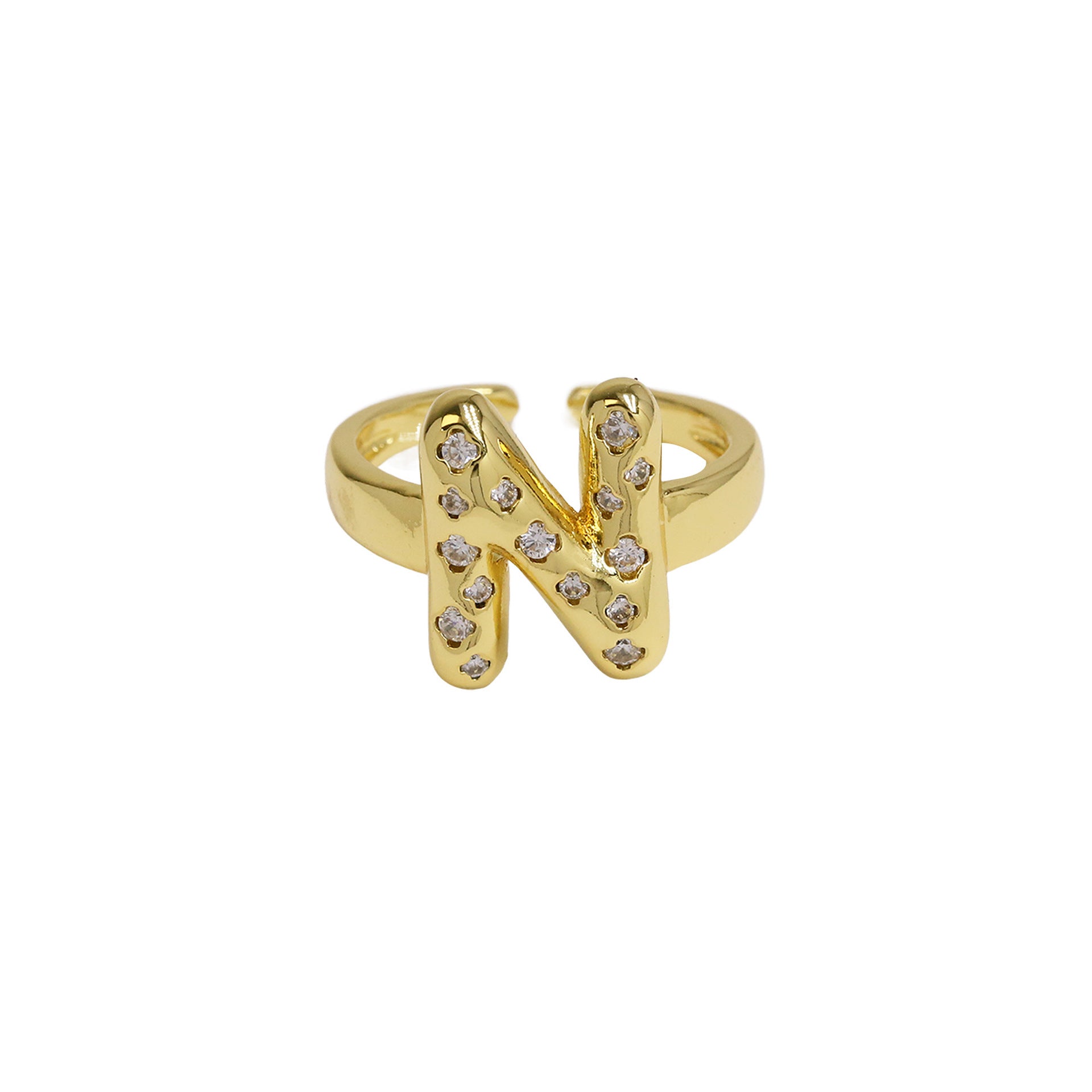 Wholesale Micro-inlaid Zircon Bubble Bubble Balloon Cute 26 English Letters Open Ring