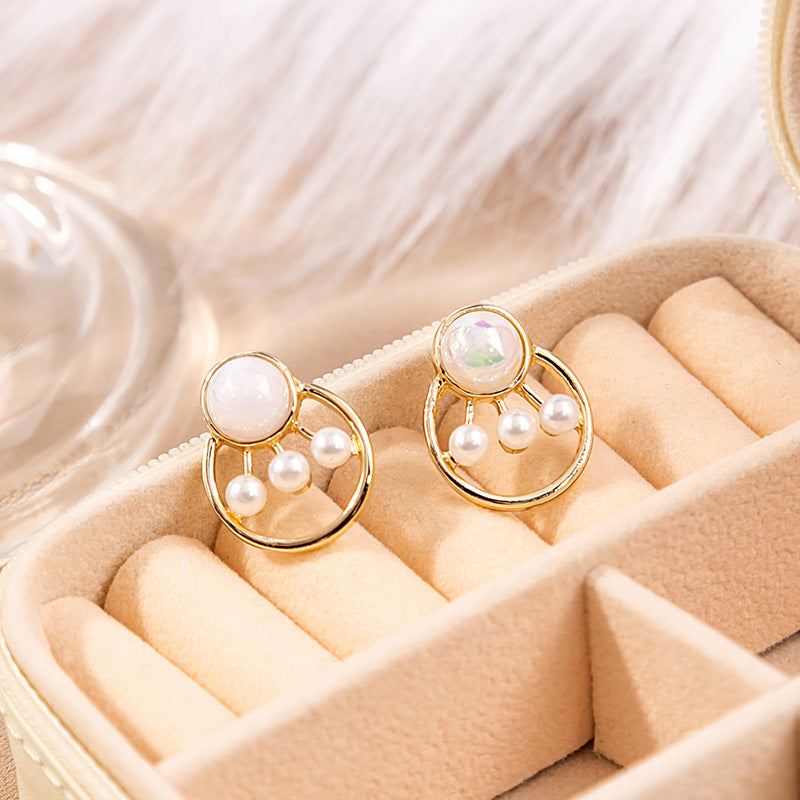 Wholesale pearl light luxury elegant silver needle steel needle alloy earrings ACC-ES-MDD007