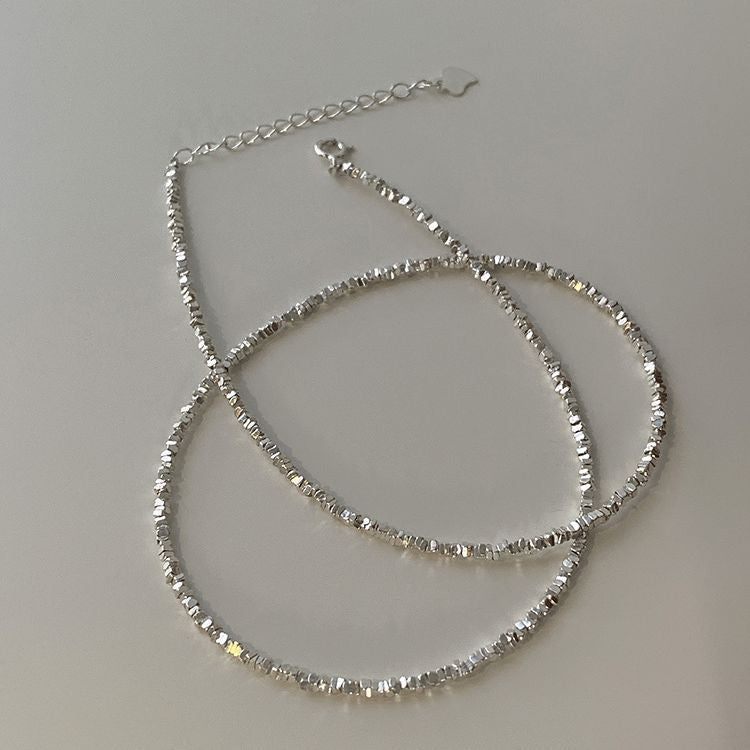 Wholesale fine glitter geometric silver pearl necklace