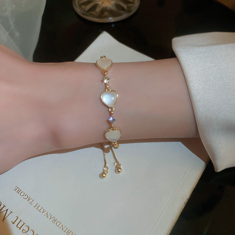Wholesale Opal Pearl Flower Love Bracelet Adjustable Bracelet Heart Bracelets ACC-BT-Weim001