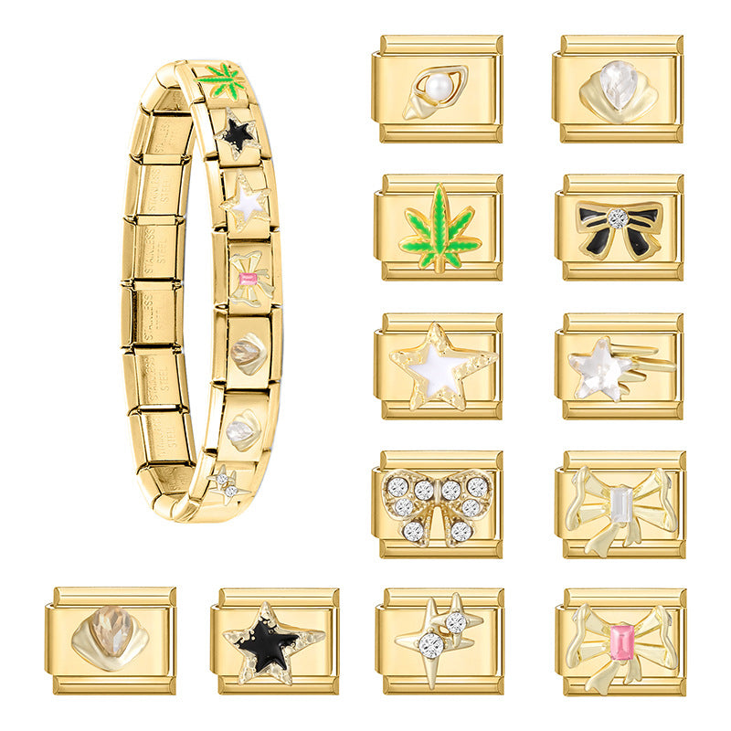 Wholesale 9mm Italian Charm Starter Bracelets DIY square Single Section Creative Stainless Steel Composable Bracelet